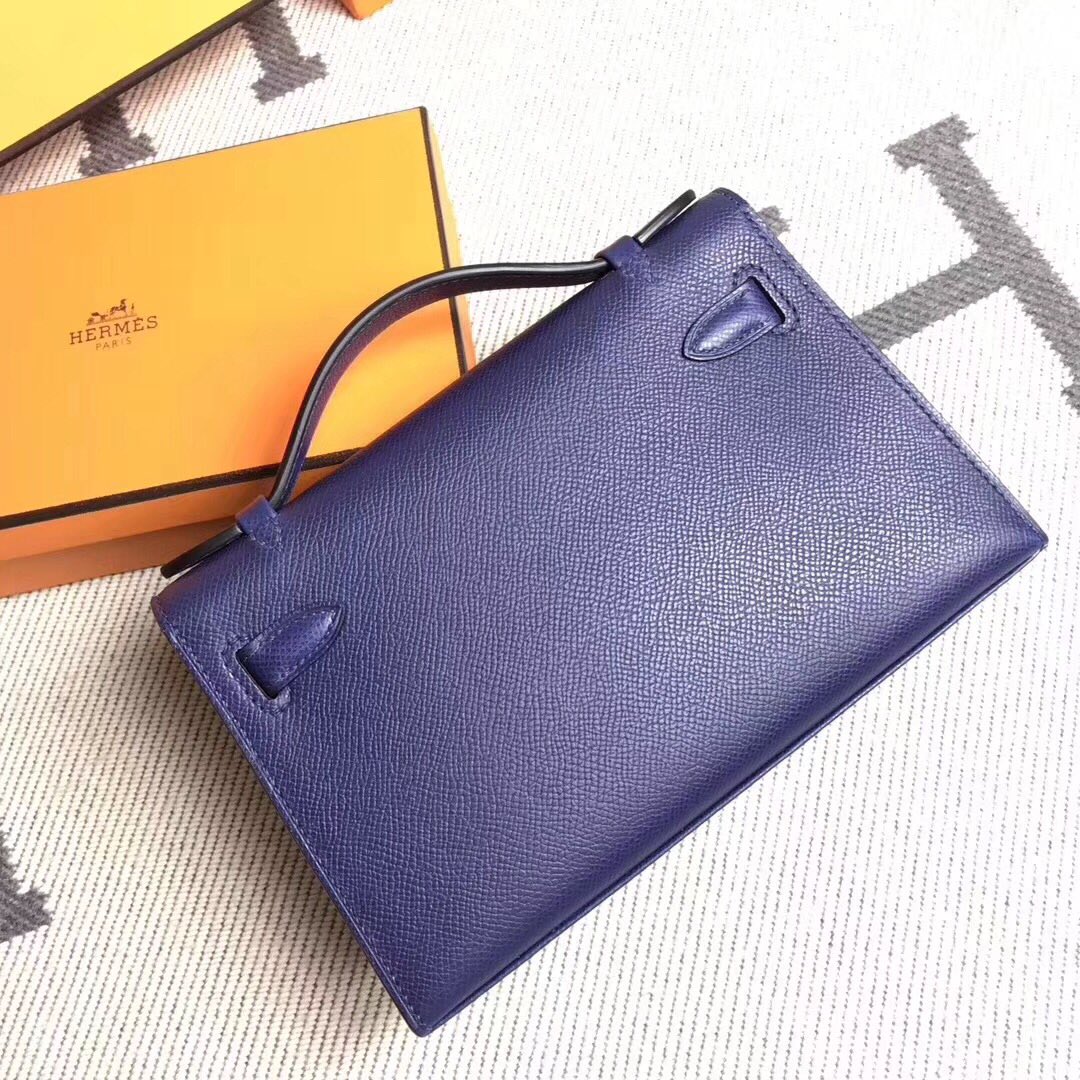 에르메스 미니 켈리백22 사파이어블루 금장 앱송